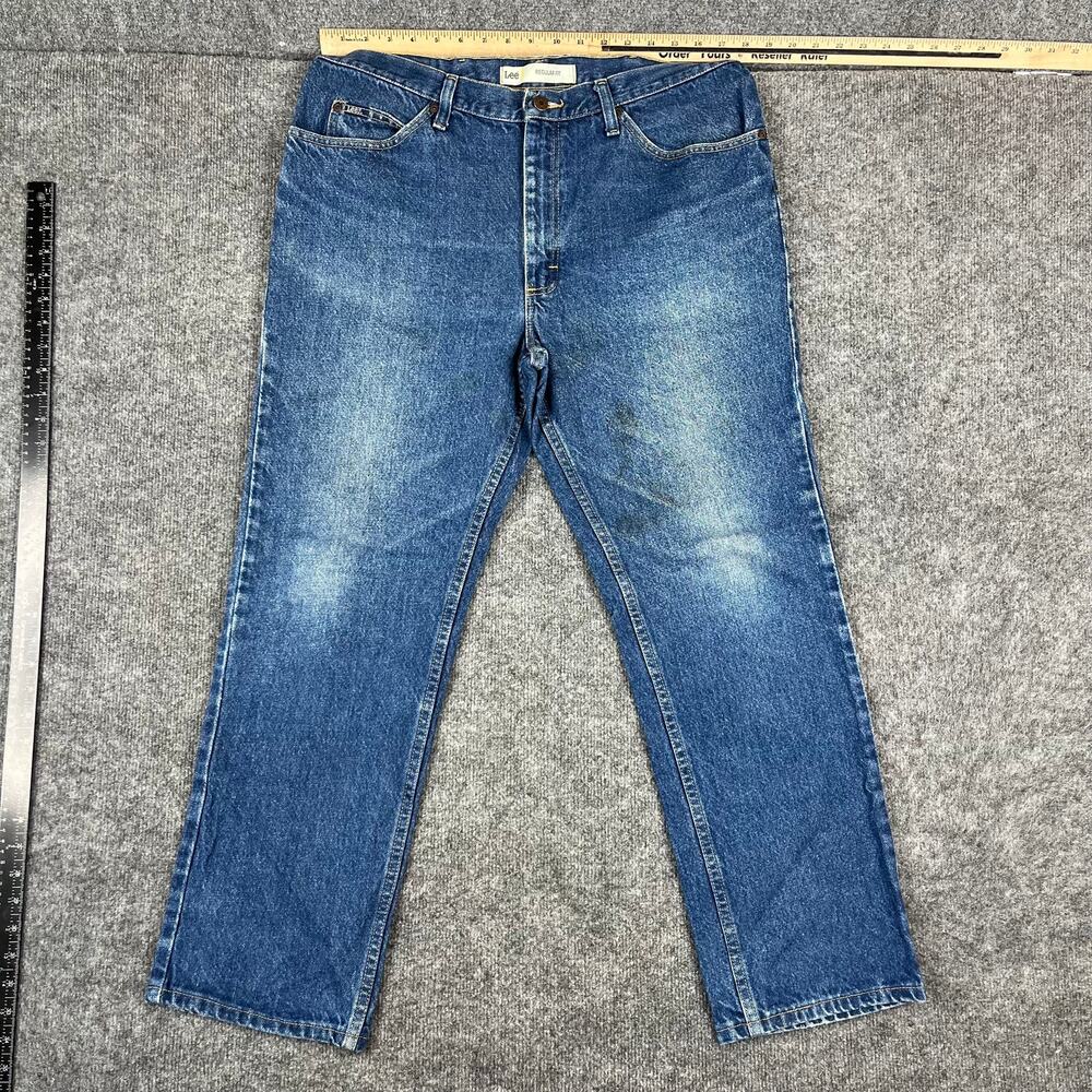 Lee Jeans Mens Size 36 Blue Regular Fit Straight Leg Classic Denim Pants Casual